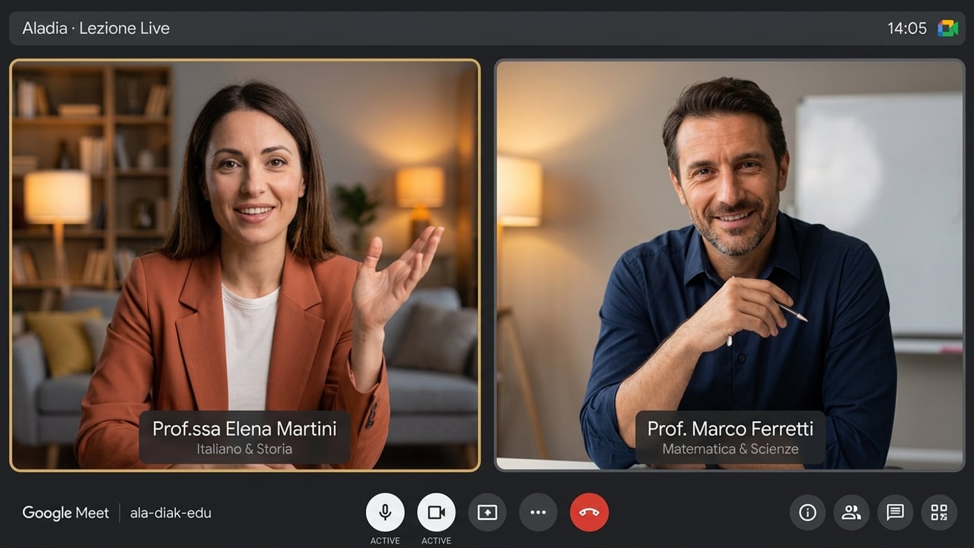Lezione live in Google Meet con i docenti Aladia